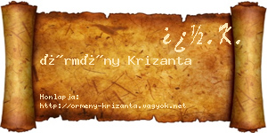 Örmény Krizanta névjegykártya